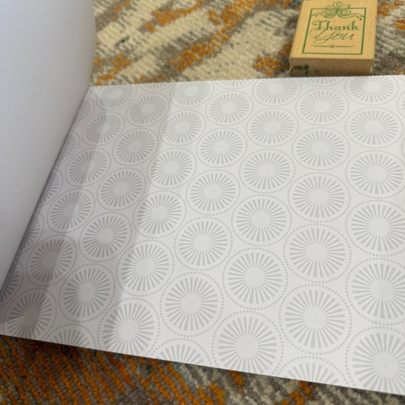 Lot of 2 scrapbook supplies neutral card stock paper & wood thank you stamp - Picture 6 of 15